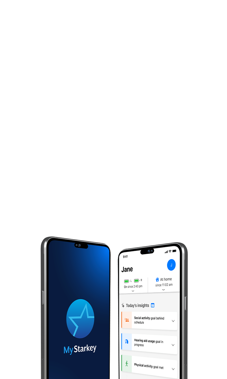 My Starkey App screens on phones mobile banner.